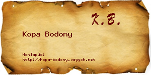 Kopa Bodony névjegykártya